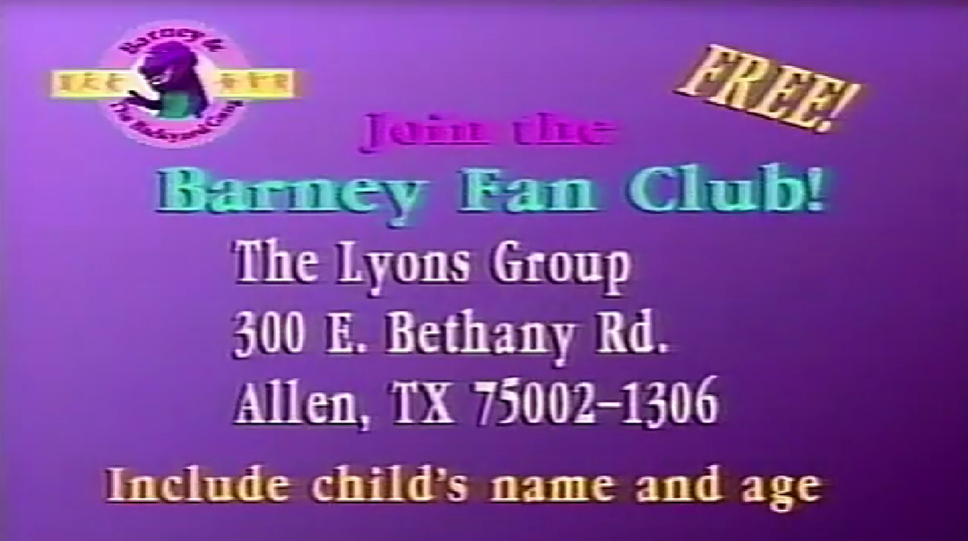 BARNEY FAN CLUB PROMO