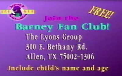 BARNEY FAN CLUB PROMO