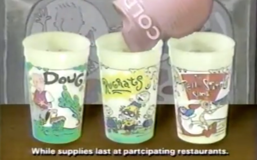 90’S PIZZA HUT COMMERCIAL DOUG, RUGRATS, REN & STIMPY CUPS